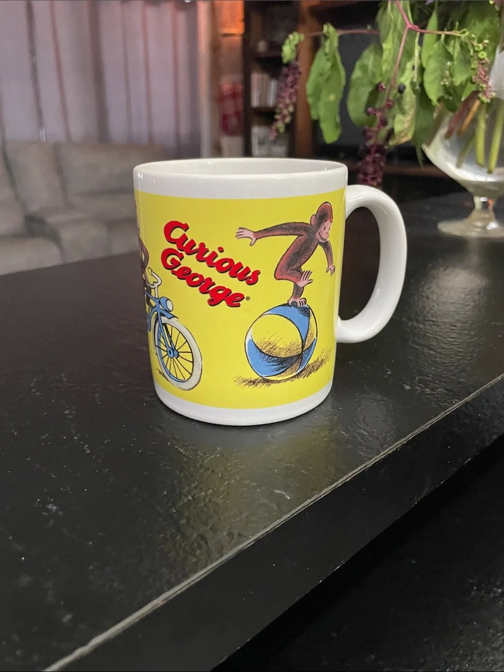 Yellow Ceramic Curious George Coffee Mug